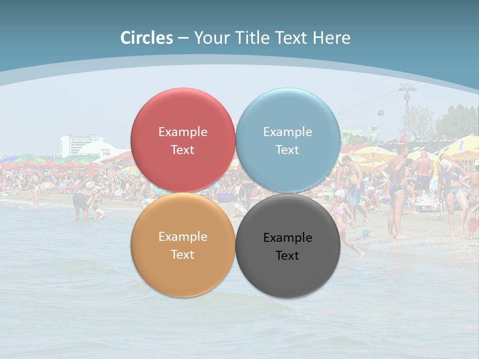 A Group Of People On A Beach With Umbrellas PowerPoint Template