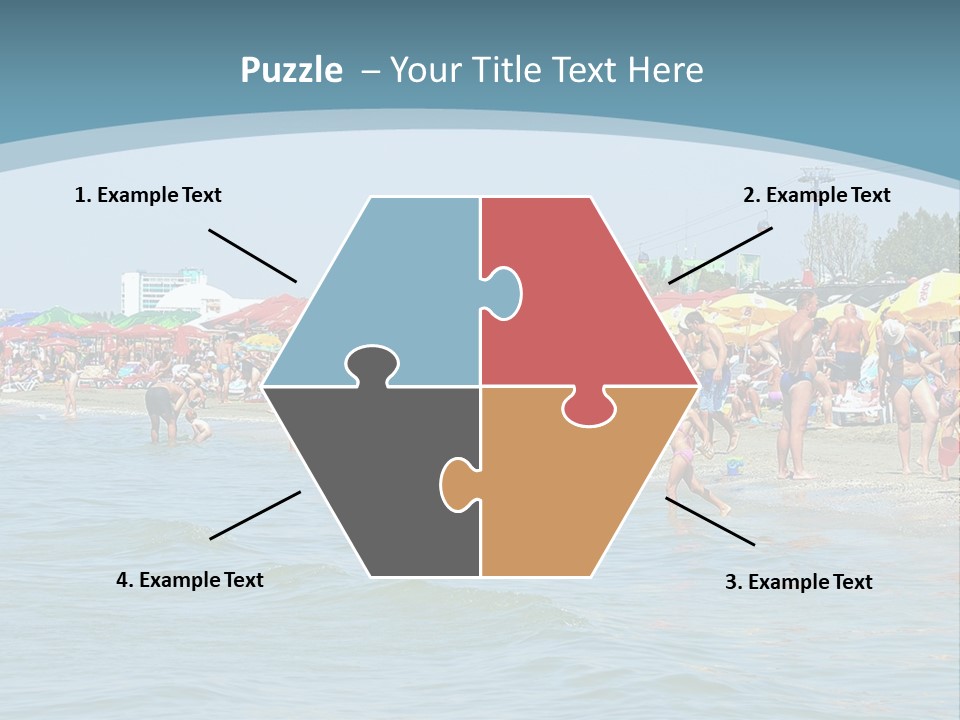 A Group Of People On A Beach With Umbrellas PowerPoint Template