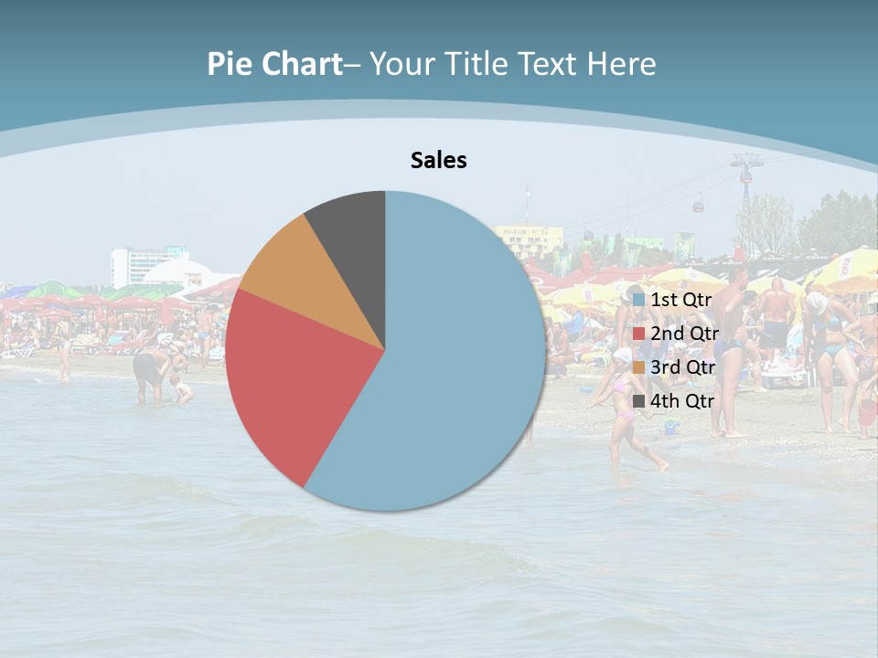 A Group Of People On A Beach With Umbrellas PowerPoint Template