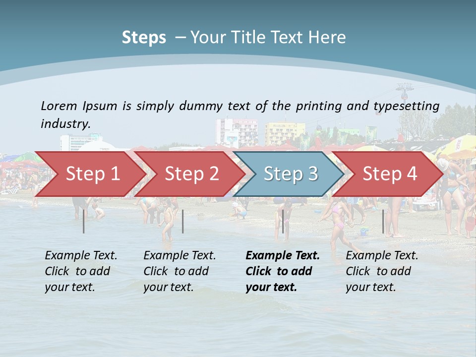 A Group Of People On A Beach With Umbrellas PowerPoint Template