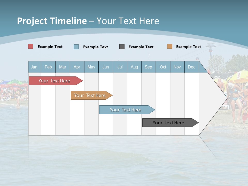A Group Of People On A Beach With Umbrellas PowerPoint Template