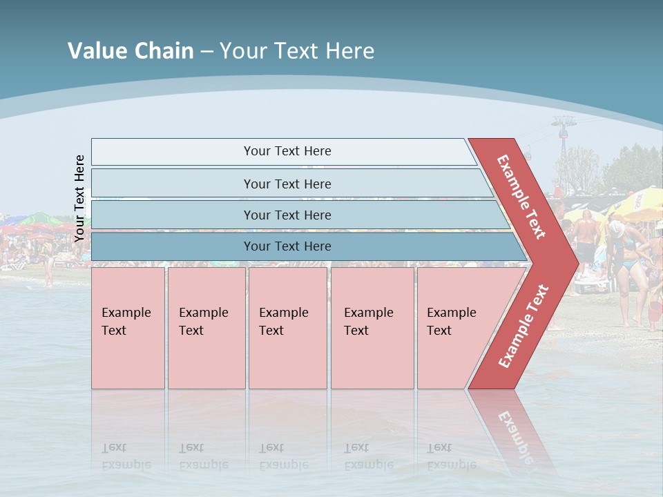 A Group Of People On A Beach With Umbrellas PowerPoint Template