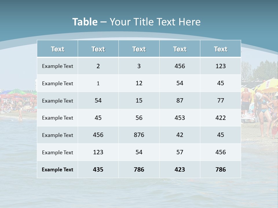 A Group Of People On A Beach With Umbrellas PowerPoint Template