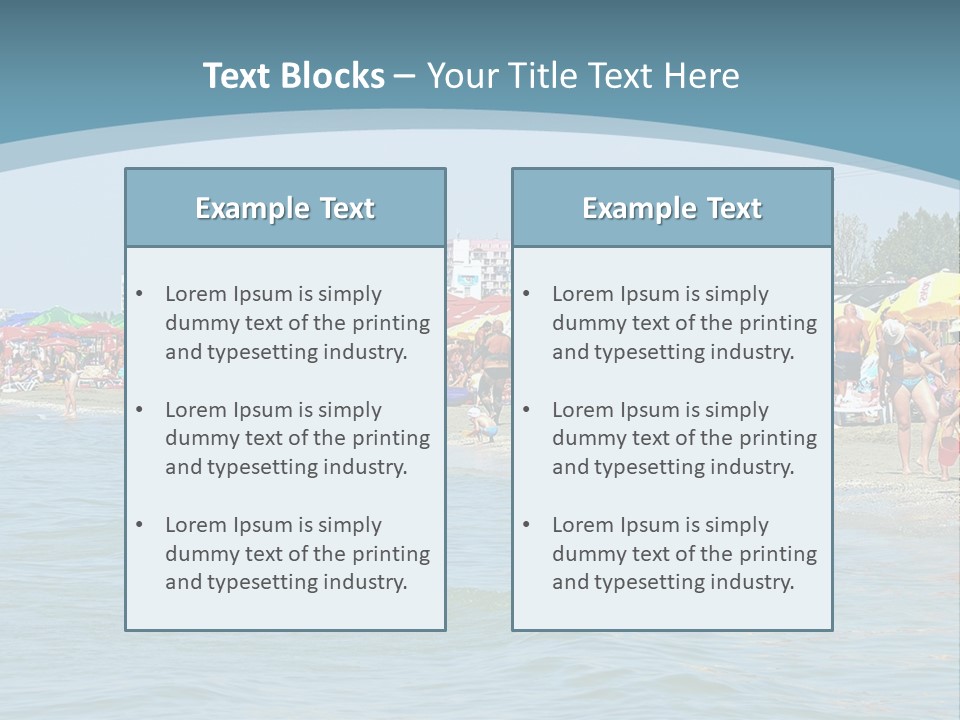 A Group Of People On A Beach With Umbrellas PowerPoint Template