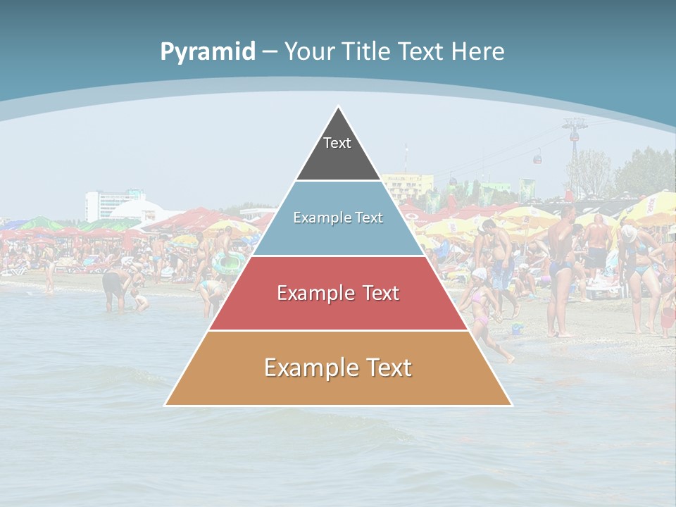 A Group Of People On A Beach With Umbrellas PowerPoint Template