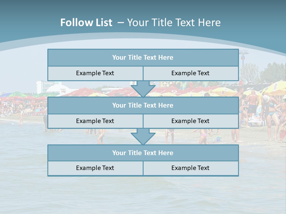 A Group Of People On A Beach With Umbrellas PowerPoint Template