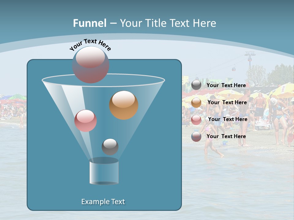 A Group Of People On A Beach With Umbrellas PowerPoint Template