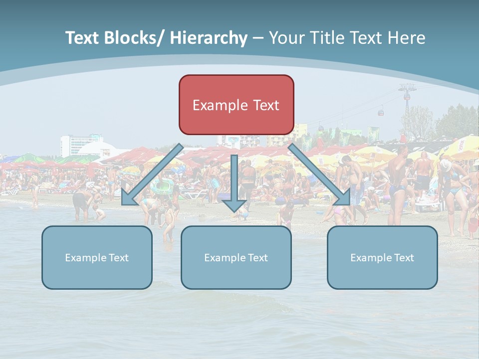 A Group Of People On A Beach With Umbrellas PowerPoint Template