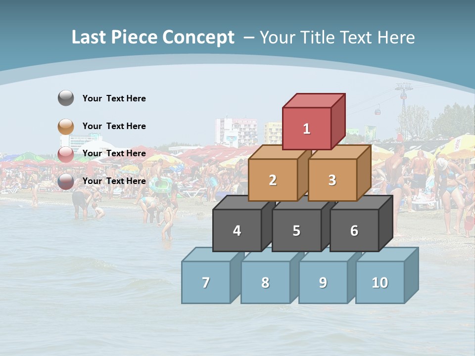 A Group Of People On A Beach With Umbrellas PowerPoint Template