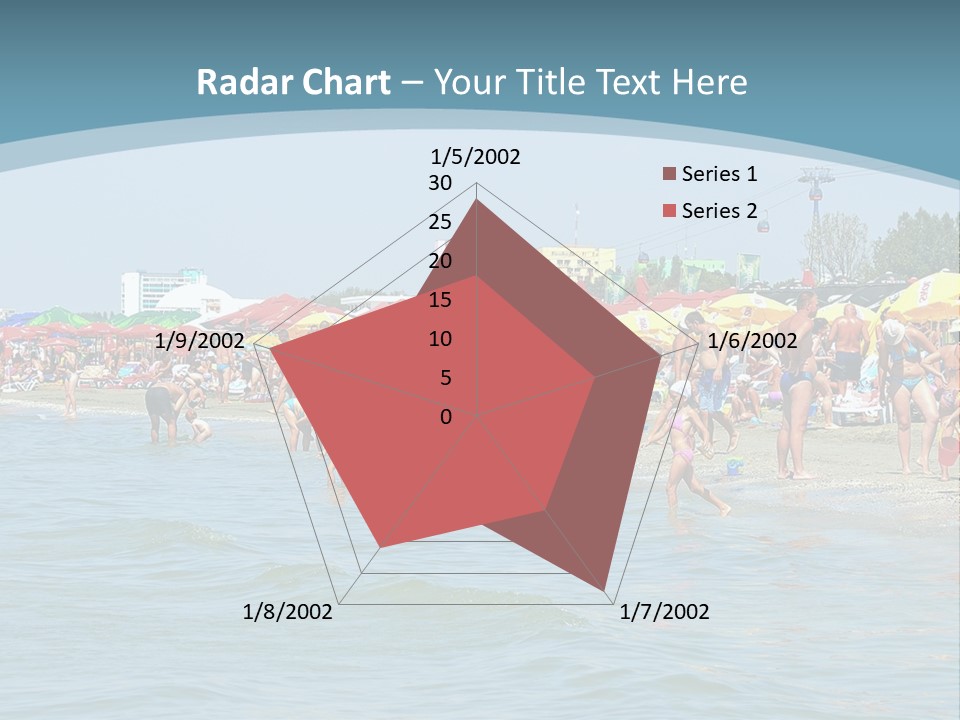 A Group Of People On A Beach With Umbrellas PowerPoint Template