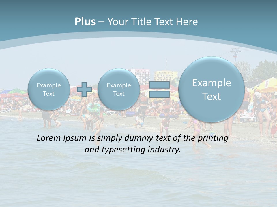 A Group Of People On A Beach With Umbrellas PowerPoint Template