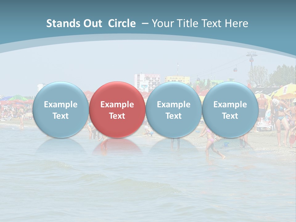 A Group Of People On A Beach With Umbrellas PowerPoint Template