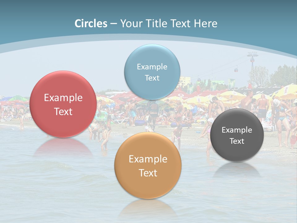 A Group Of People On A Beach With Umbrellas PowerPoint Template