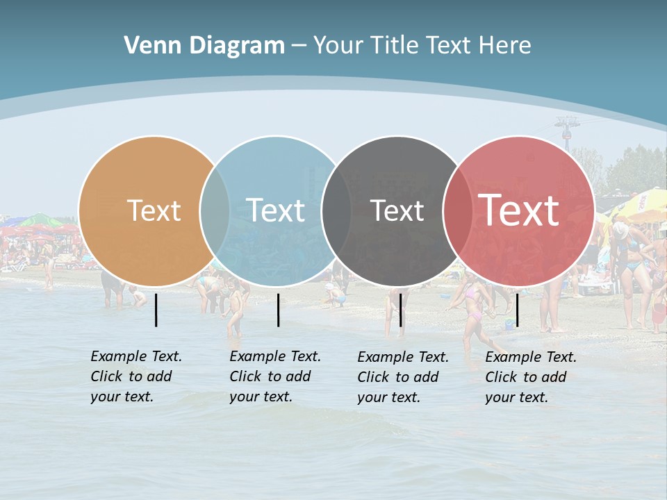 A Group Of People On A Beach With Umbrellas PowerPoint Template