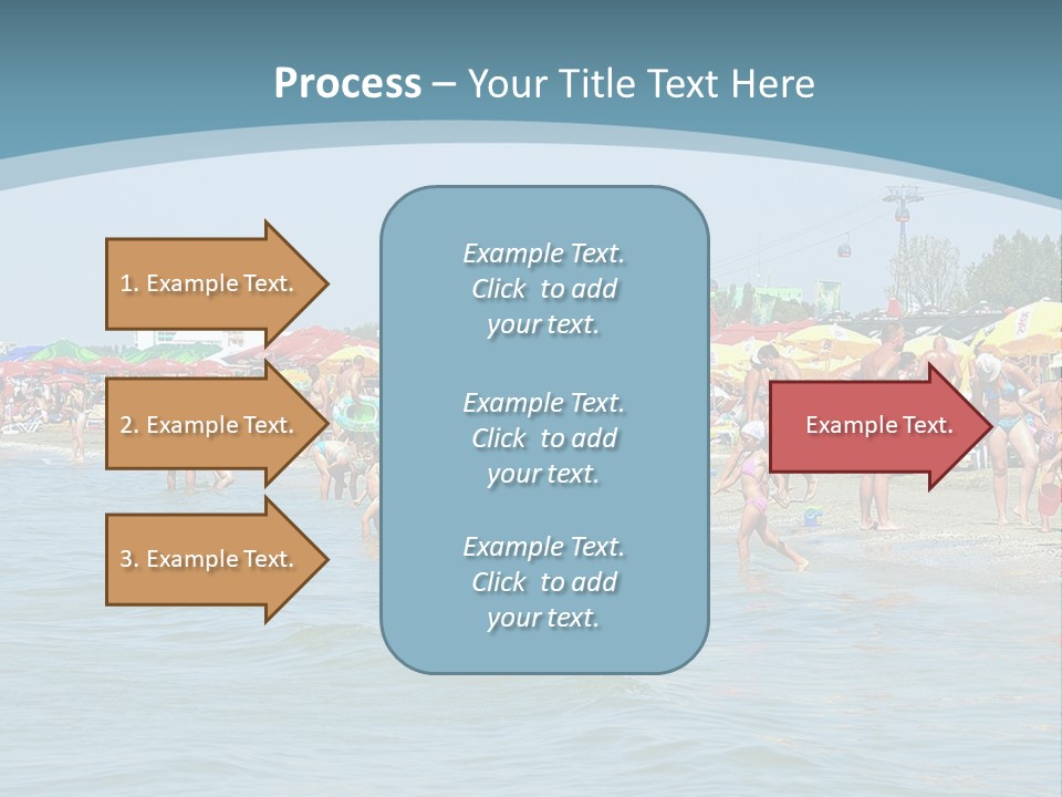 A Group Of People On A Beach With Umbrellas PowerPoint Template