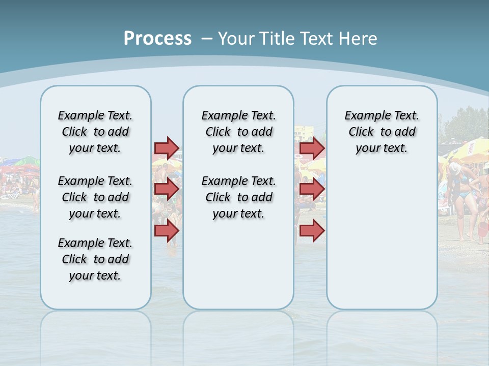 A Group Of People On A Beach With Umbrellas PowerPoint Template