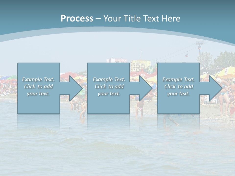 A Group Of People On A Beach With Umbrellas PowerPoint Template