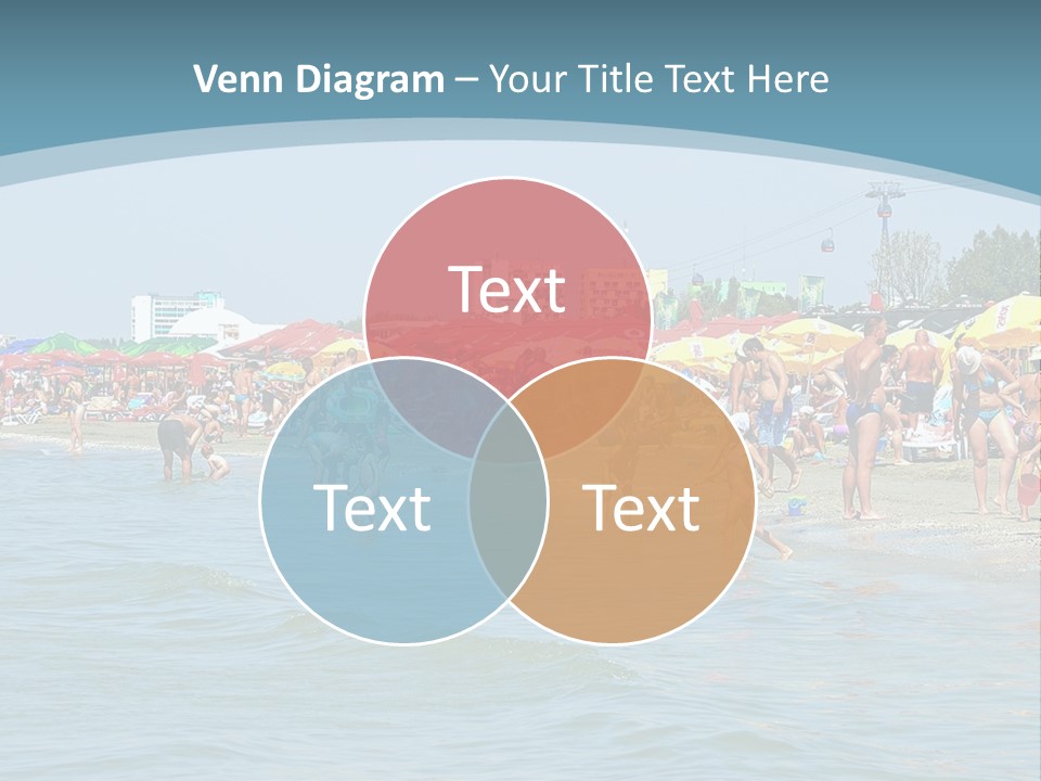 A Group Of People On A Beach With Umbrellas PowerPoint Template