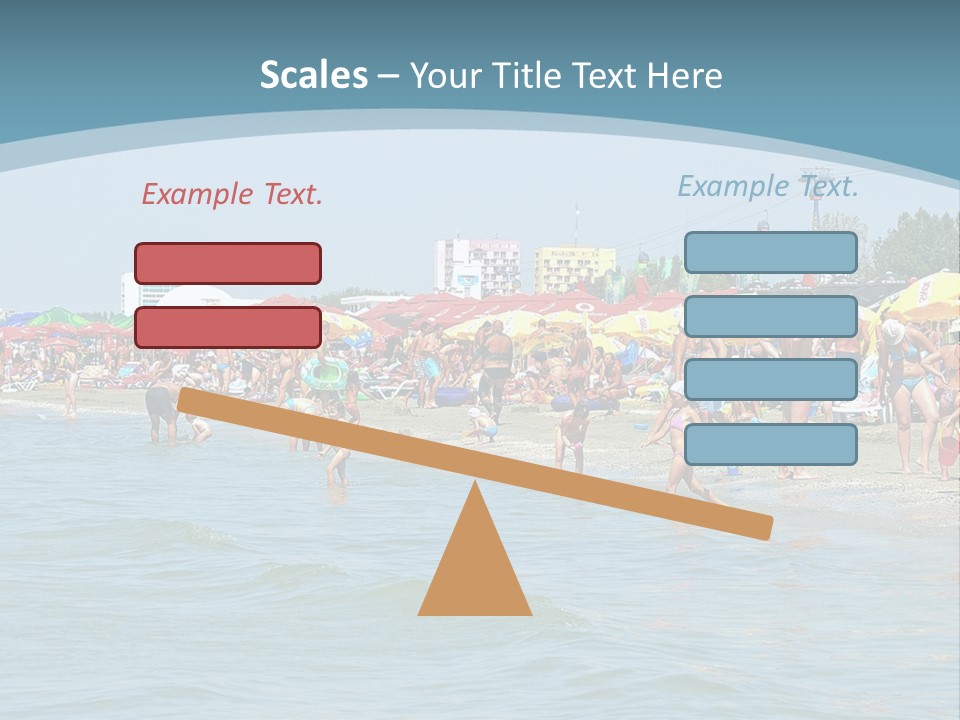 A Group Of People On A Beach With Umbrellas PowerPoint Template