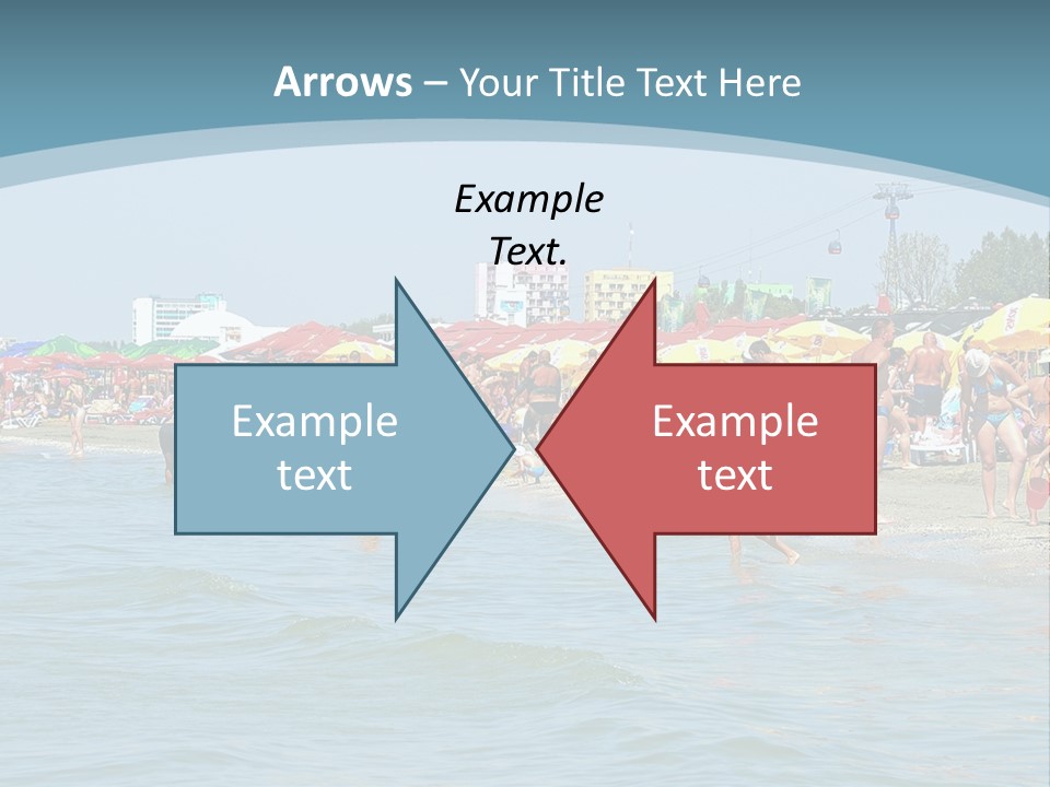 A Group Of People On A Beach With Umbrellas PowerPoint Template