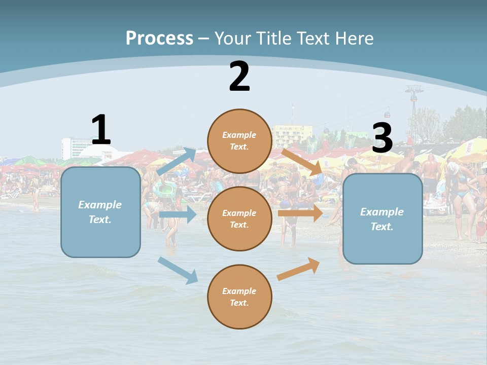 A Group Of People On A Beach With Umbrellas PowerPoint Template