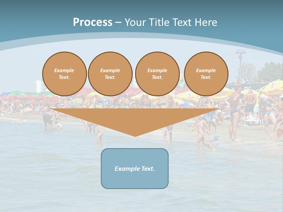 A Group Of People On A Beach With Umbrellas PowerPoint Template