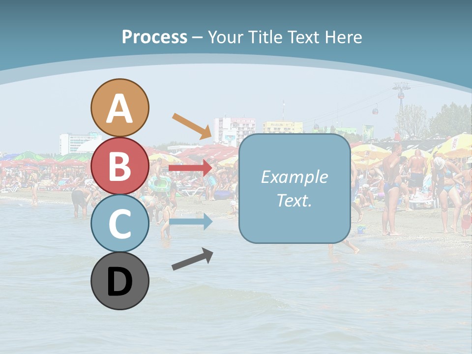 A Group Of People On A Beach With Umbrellas PowerPoint Template