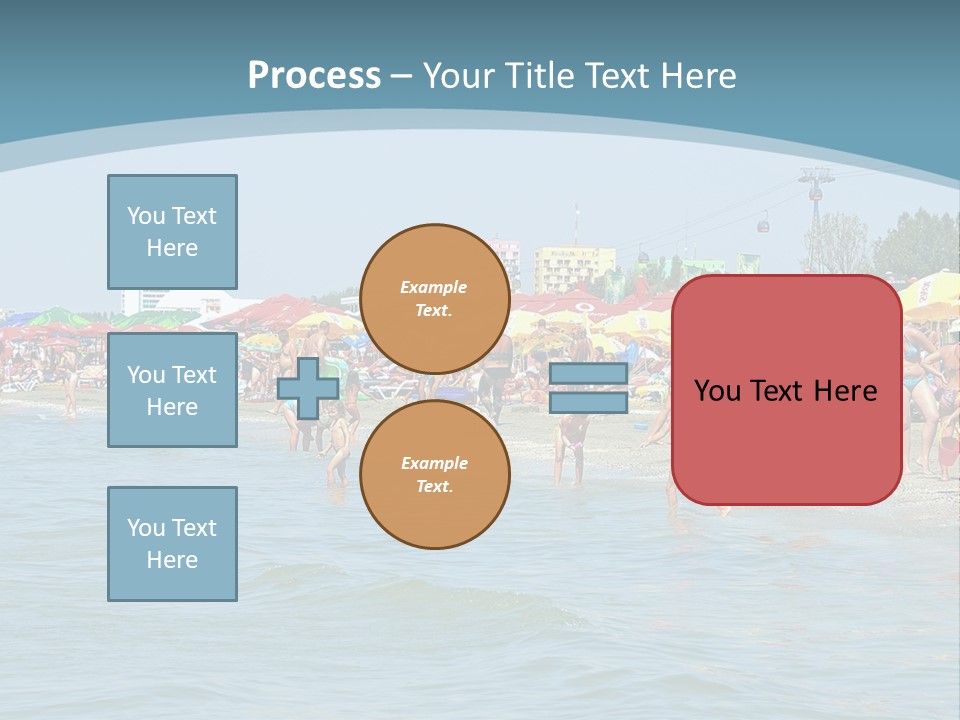 A Group Of People On A Beach With Umbrellas PowerPoint Template