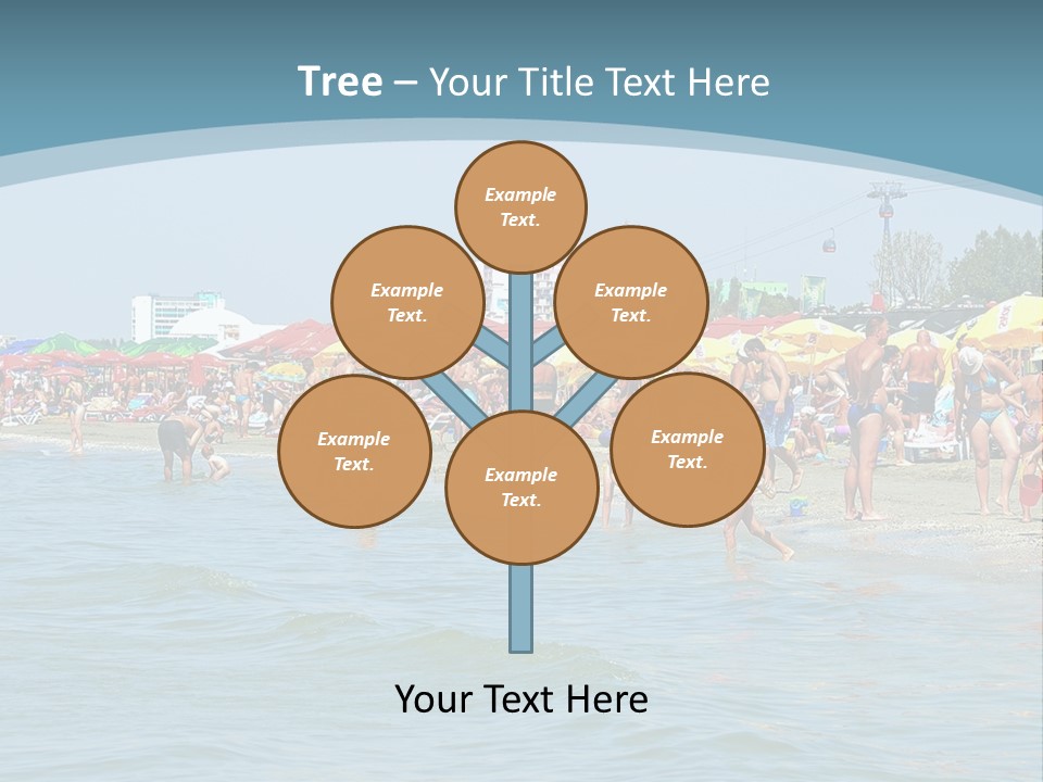 A Group Of People On A Beach With Umbrellas PowerPoint Template