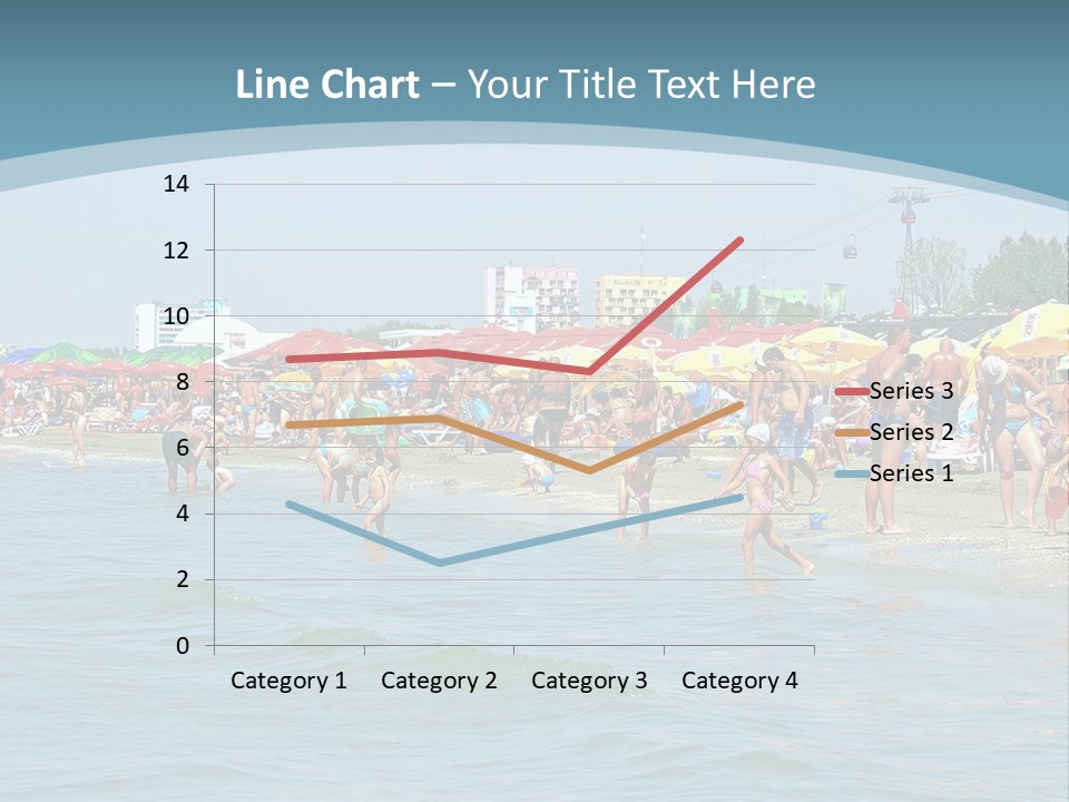 A Group Of People On A Beach With Umbrellas PowerPoint Template