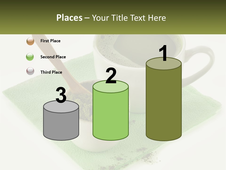 A Cup Of Green Tea Next To A Spoon PowerPoint Template