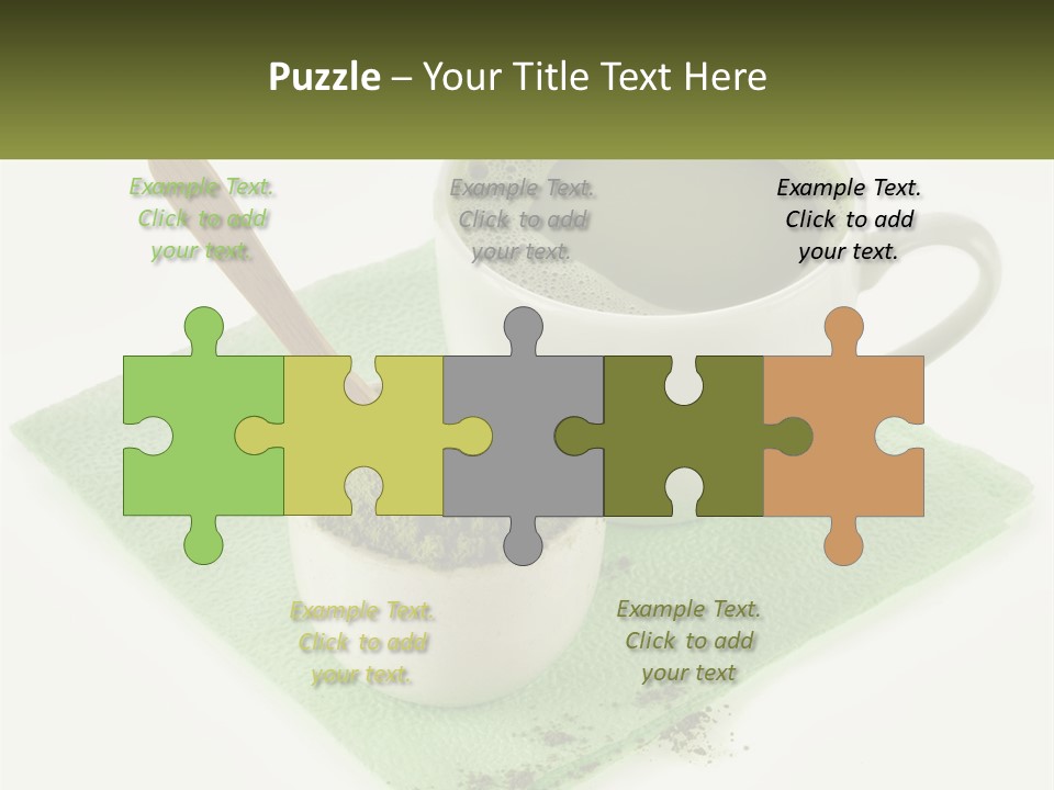 A Cup Of Green Tea Next To A Spoon PowerPoint Template