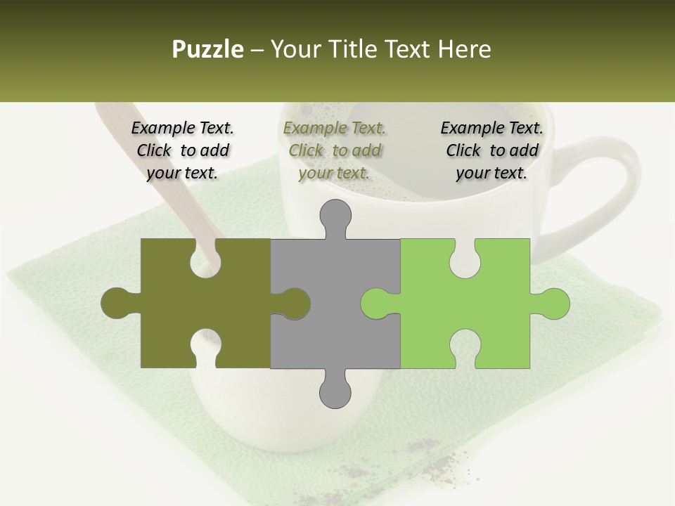 A Cup Of Green Tea Next To A Spoon PowerPoint Template