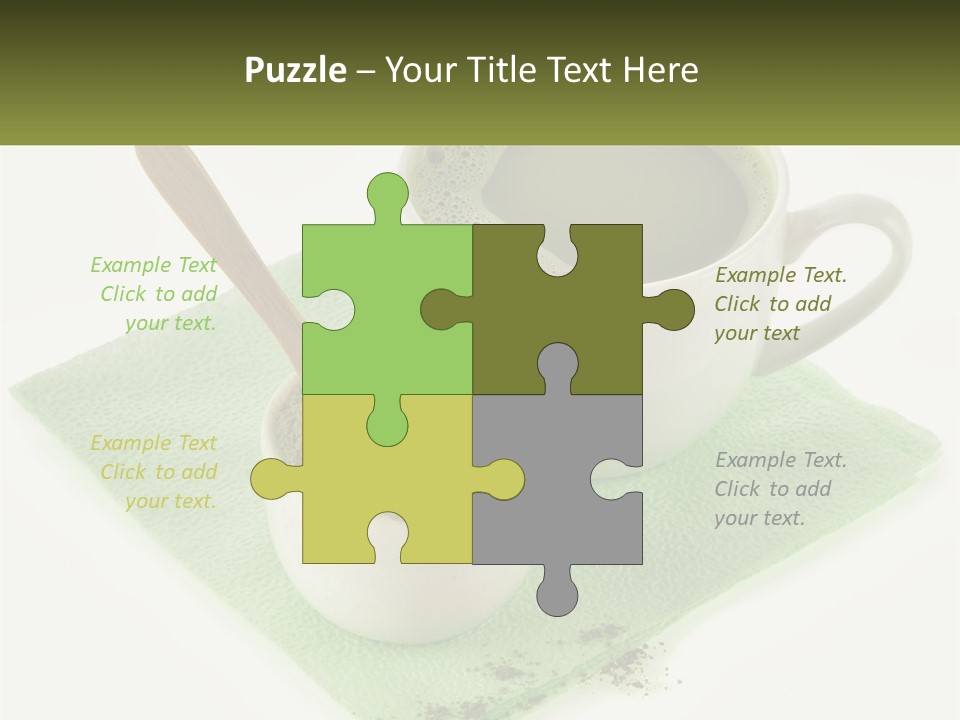 A Cup Of Green Tea Next To A Spoon PowerPoint Template
