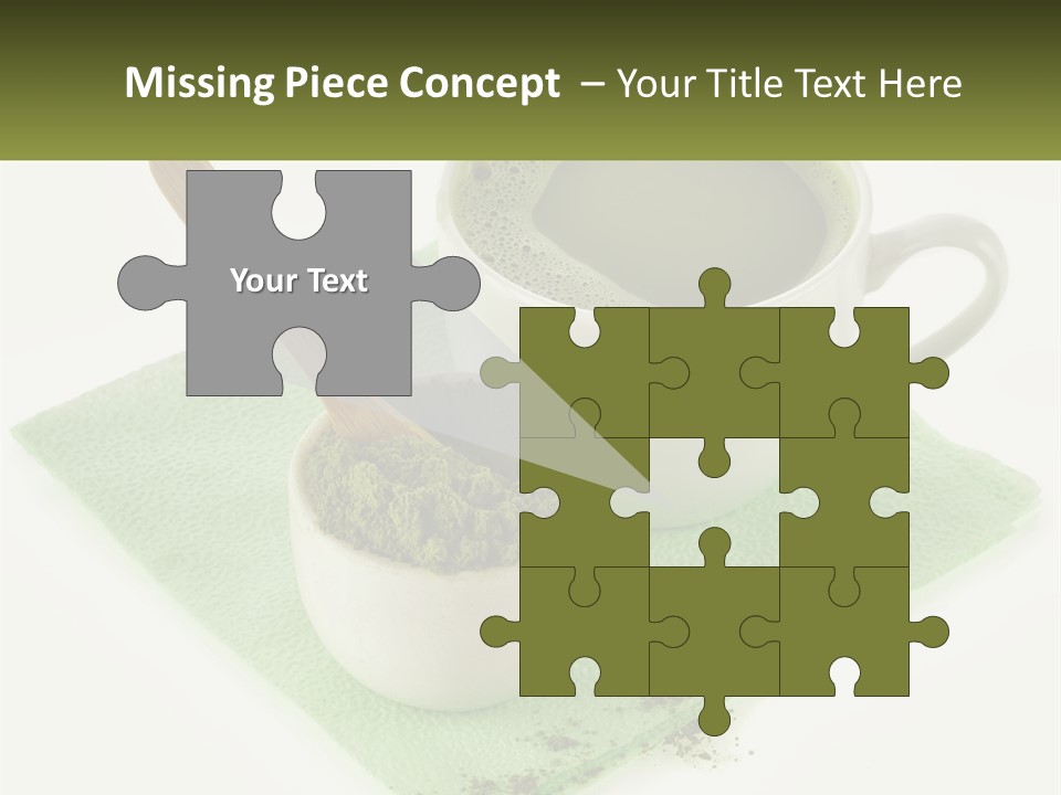 A Cup Of Green Tea Next To A Spoon PowerPoint Template