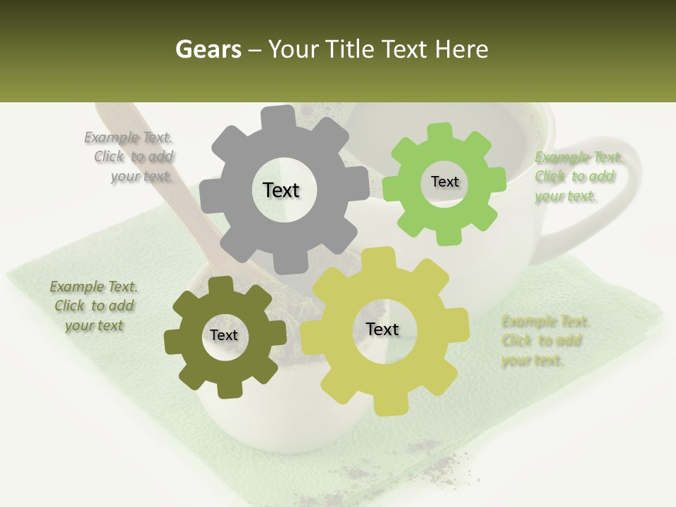 A Cup Of Green Tea Next To A Spoon PowerPoint Template