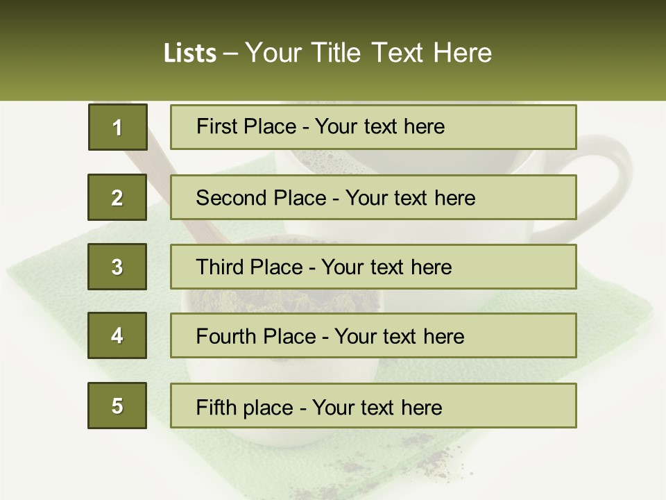 A Cup Of Green Tea Next To A Spoon PowerPoint Template