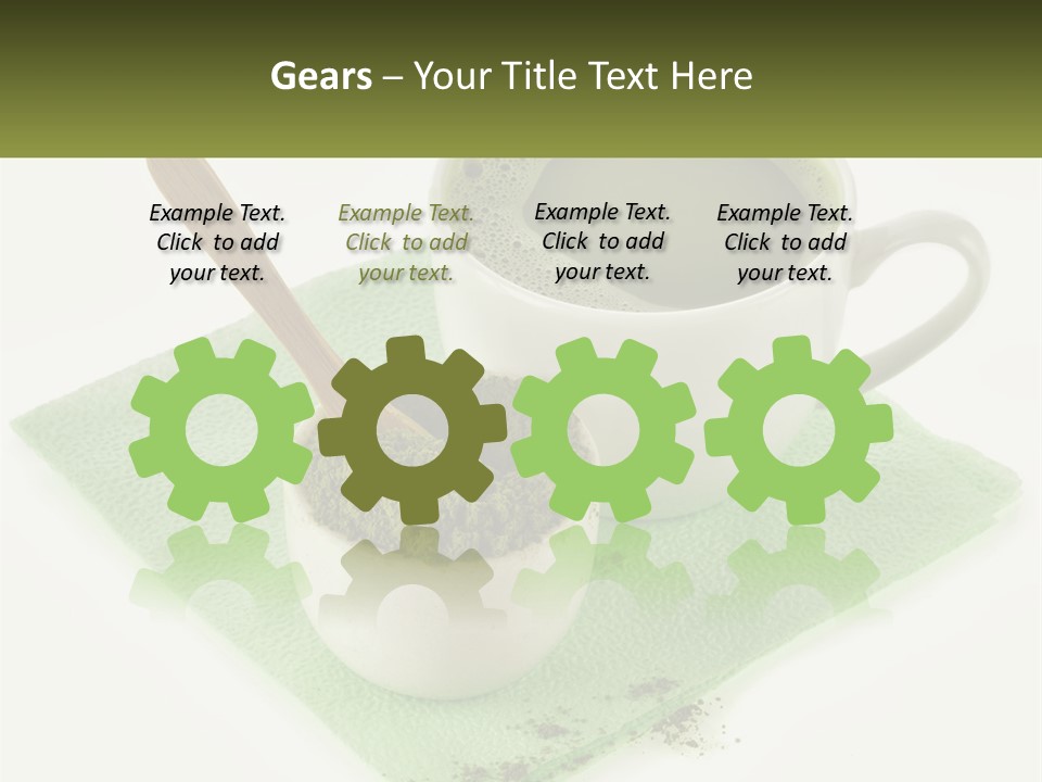 A Cup Of Green Tea Next To A Spoon PowerPoint Template