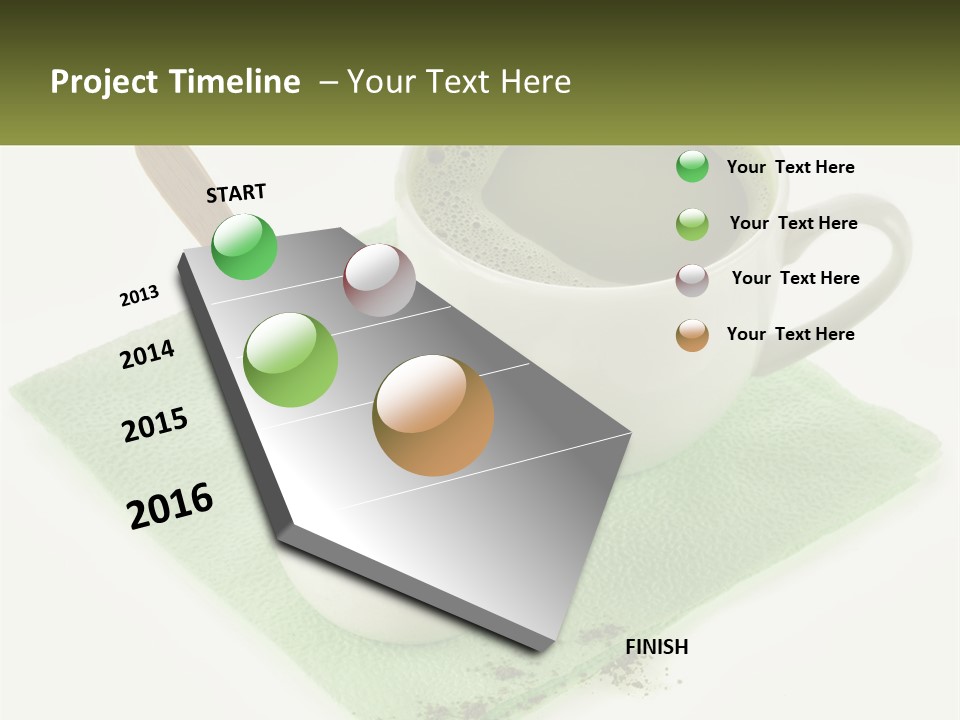 A Cup Of Green Tea Next To A Spoon PowerPoint Template