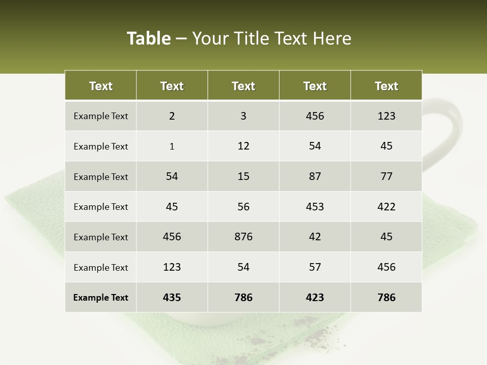 A Cup Of Green Tea Next To A Spoon PowerPoint Template