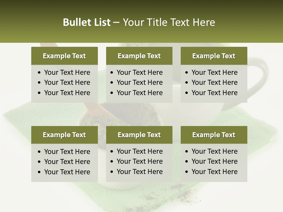 A Cup Of Green Tea Next To A Spoon PowerPoint Template