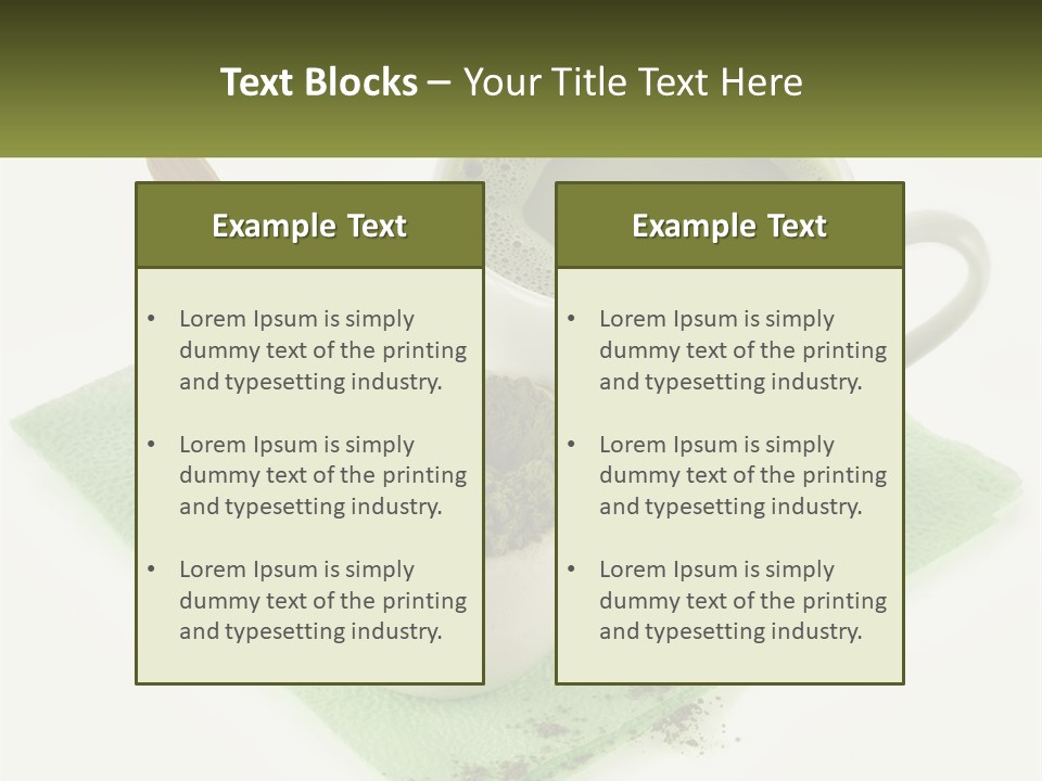 A Cup Of Green Tea Next To A Spoon PowerPoint Template