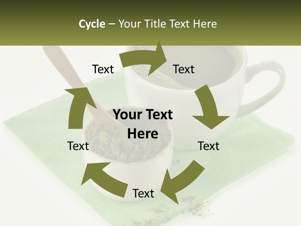 A Cup Of Green Tea Next To A Spoon PowerPoint Template