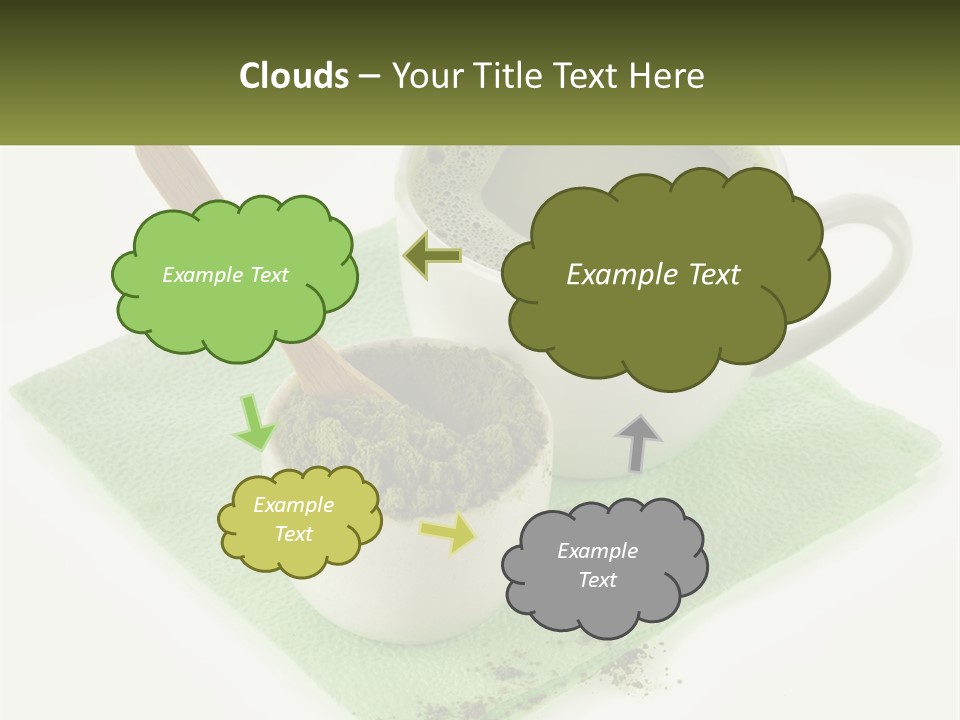 A Cup Of Green Tea Next To A Spoon PowerPoint Template