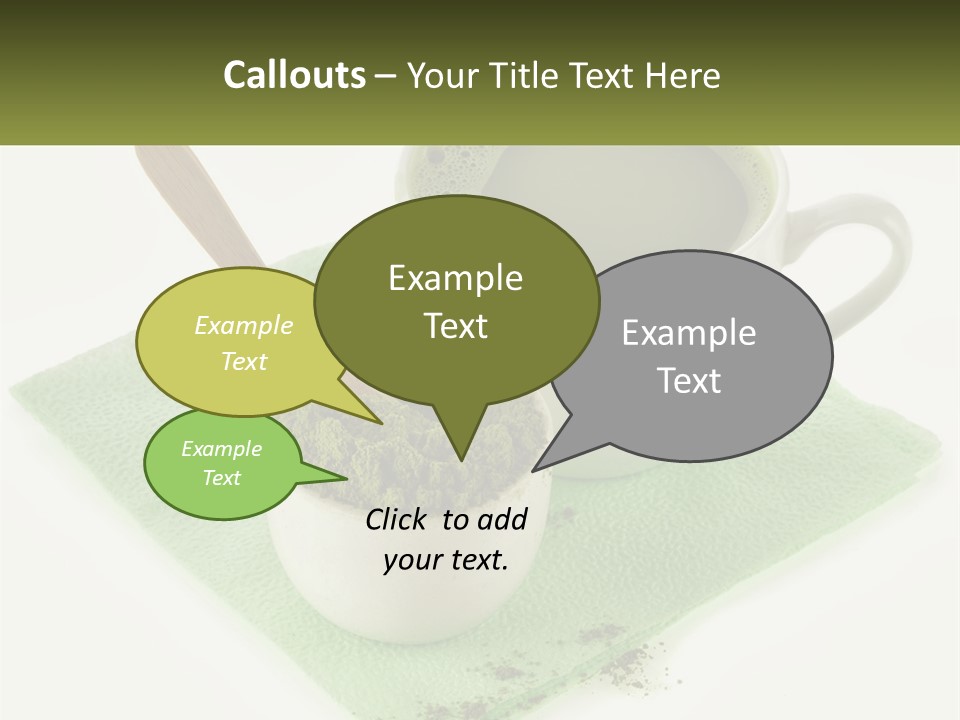 A Cup Of Green Tea Next To A Spoon PowerPoint Template