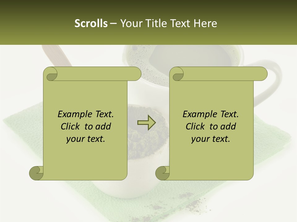 A Cup Of Green Tea Next To A Spoon PowerPoint Template