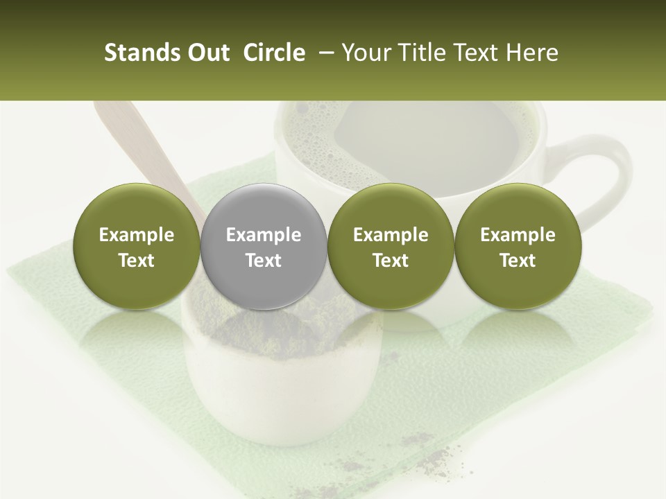 A Cup Of Green Tea Next To A Spoon PowerPoint Template