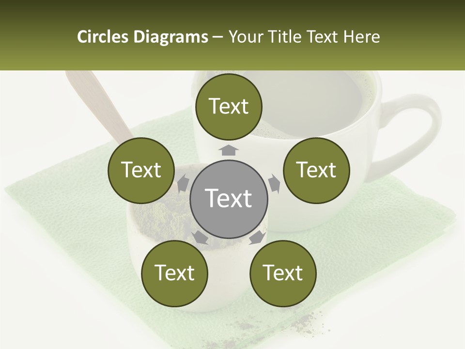 A Cup Of Green Tea Next To A Spoon PowerPoint Template