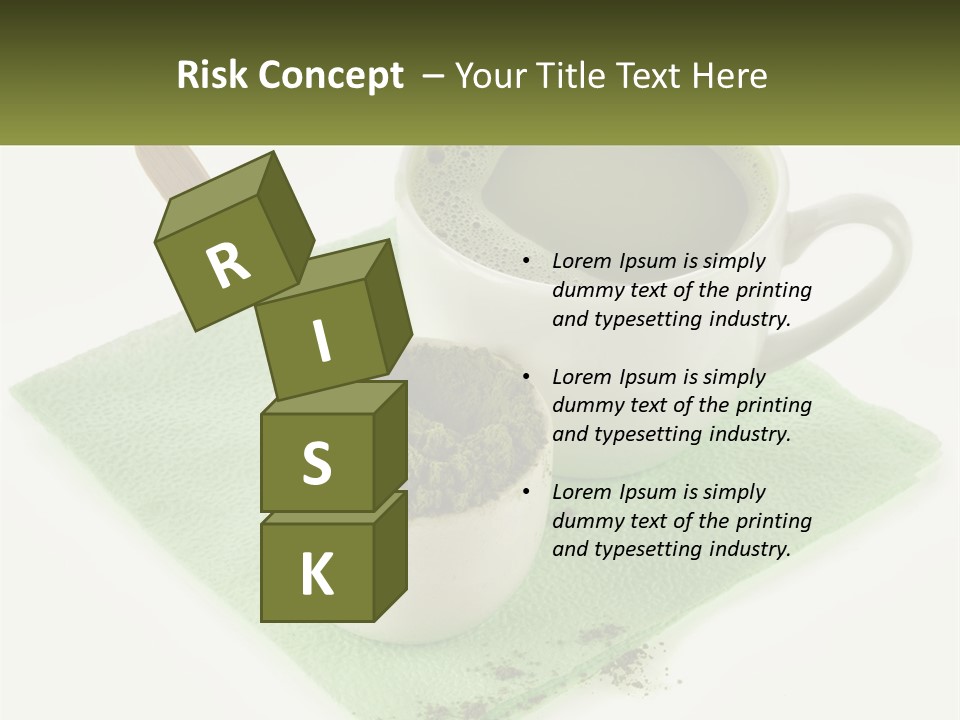 A Cup Of Green Tea Next To A Spoon PowerPoint Template