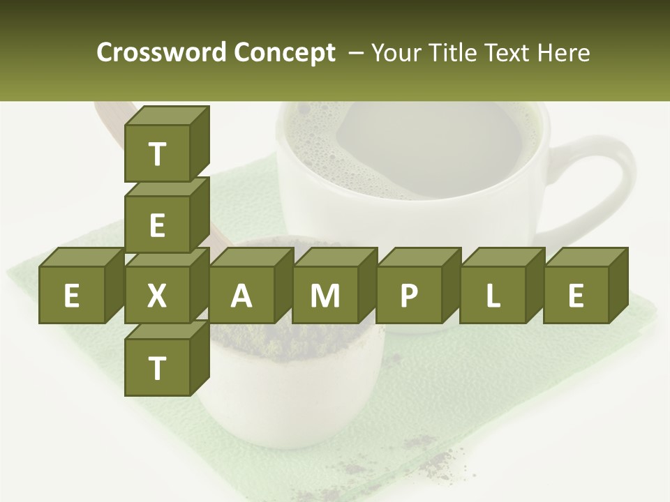 A Cup Of Green Tea Next To A Spoon PowerPoint Template